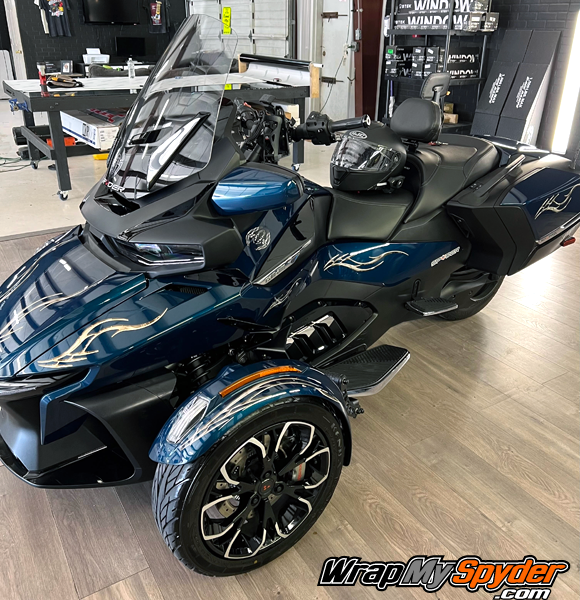 2020+-BRP-Can-am-Spyder-RT-Limited-Petrol-Blue-with-Barbwire-Lightning-Gray-tone-Reflective-graphcis-kit