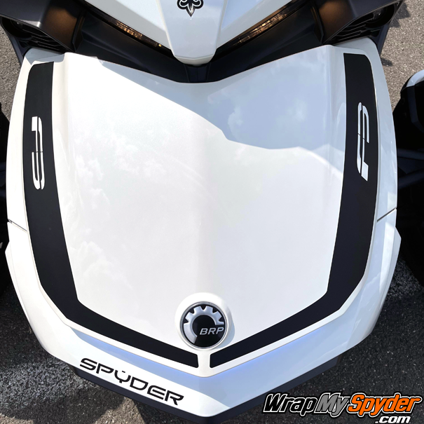BRP-Can-am-Spyder-F3-racing-stripe-kit-Le-Blanc-with-f3-cutout-hood-racing-stripes