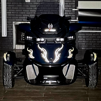 BRP-Can-am-Spyder-RT-Limited-Petrol-Blue-with-Barbwire-Lightning-Gray-tone-Reflective-graphcis-kit-with-flash-in-the-dark