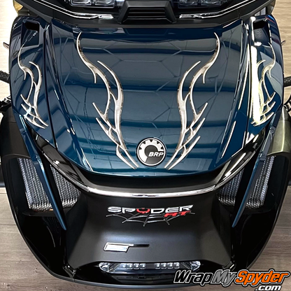 BRP-Can-am-Spyder-RT-Limited-Petrol-Blue-with-Barbwire-Lightning-Gray-tone-Reflective-graphcis-kit