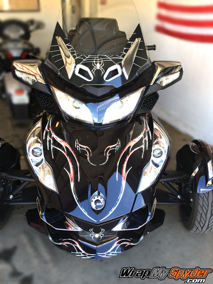 Barbwire Lightning Red w Bellerdine spiders Spider drop windshield