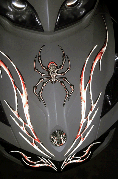 Barbwire-Lightning Red kit-w-black-red-spider-reflective material