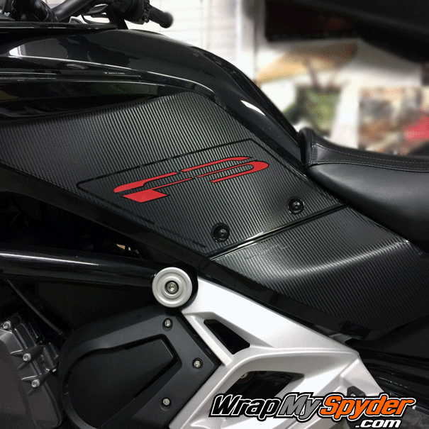 Textured carbon fiber with Red-F3-text