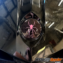 Can-am-Spyder-BRP-Emblem-Cover-overlay-Hot-Pink-Spider.-Vinyl-emblem-lays-over-top-of-OEM-emblem-and-can-be-removed