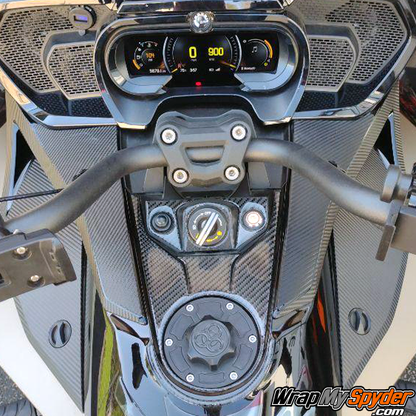 Can-am-Spyder-F3-Touring---Limited-dash-panel-inserts-Mirror-panel-Service-panel-Boomerang-panel-shown-with-3D-Domed-Real-carbon-fiber-gas-filler-kit
