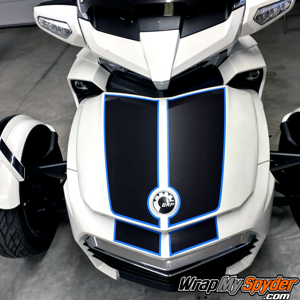 Can-am-Spyder-F3-racing-stripe-frunk-kit-LeMans-Tracer-Olympic-Blue-outline