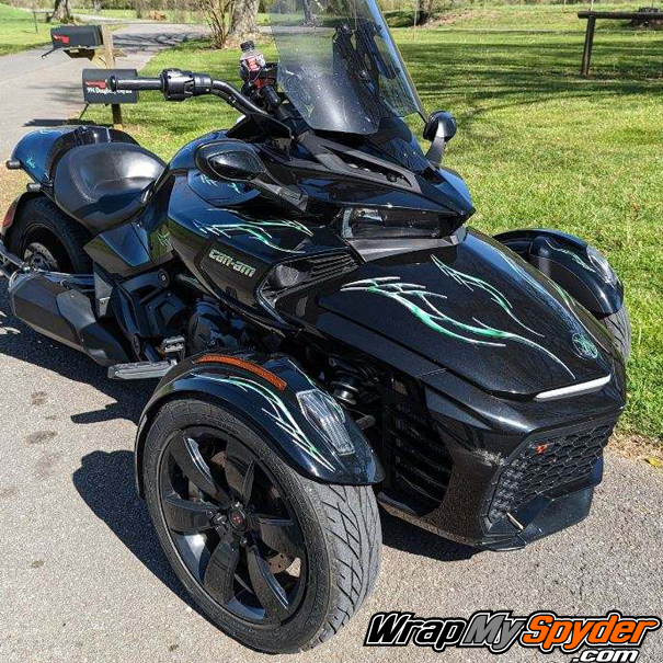 Can-am-Spyder-F3-with-Barbwire Lightning -Green-graphics-kit-applied
