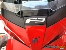 Can-am-Spyder-PVC-Chrome-F3-logo-emblem-shown-with-small-chrome-PVC-spider