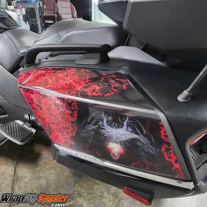 Can-am-Spyder-RT-Limited-Dragon-flames-kit-pre-cut-Saddlebag-wrap