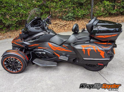 Can-am-Spyder-RT-Limited-Tiger-Stripe-Wrap-kit-applied-individual-stripes