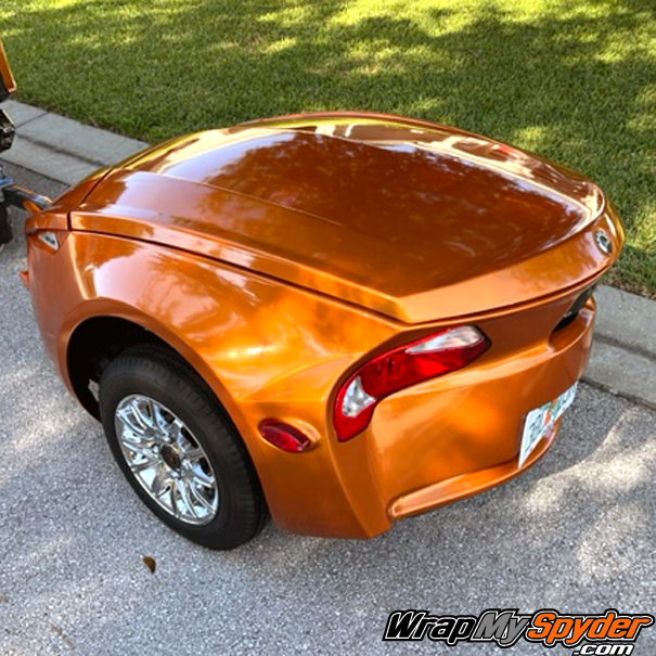 Can-am-Spyder-RT622-Trailer-full-body-wrap-in-Cognac-color-wrap-installed-by-first-time-DIY-user. Change the color of your RT622 trailer with this kit.
