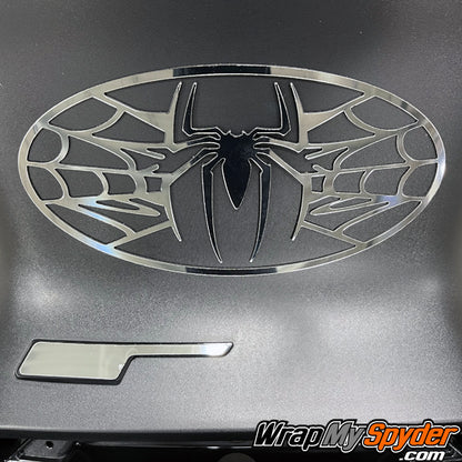 Chrome Oval Spider with web emblem laser cut PVC