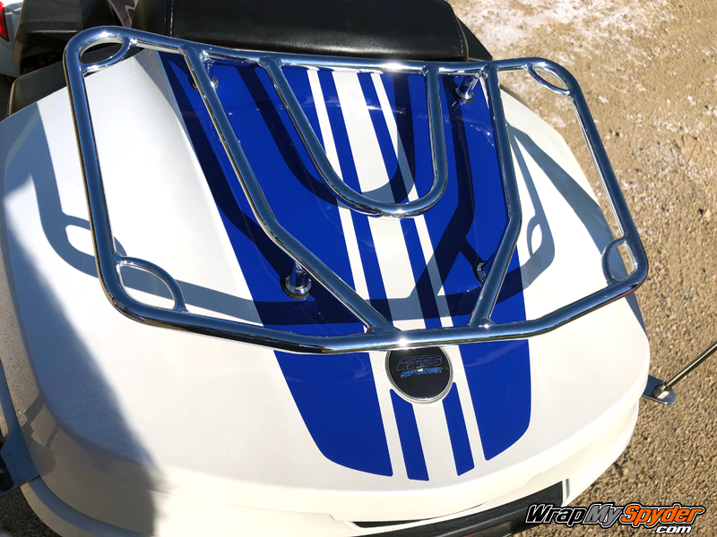 BRP Can-am Spyder F3 Daytona- rear top case racing stripe kit in Sapphire Blue