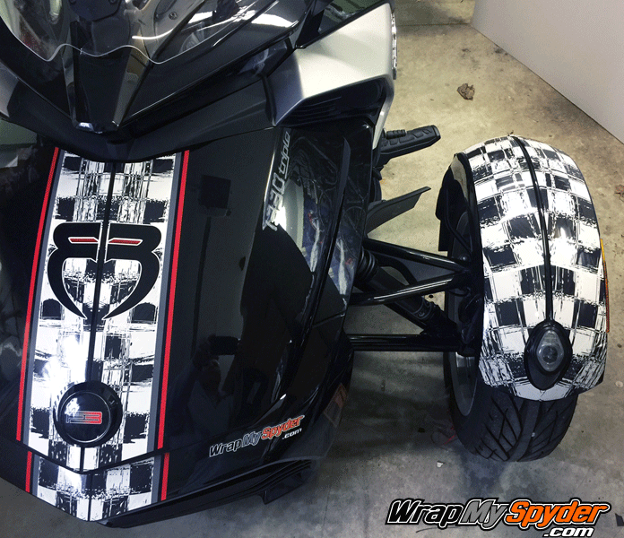 BRP Spyder F3 Distressed-checkers-Classic-fender-and-frunk stripes