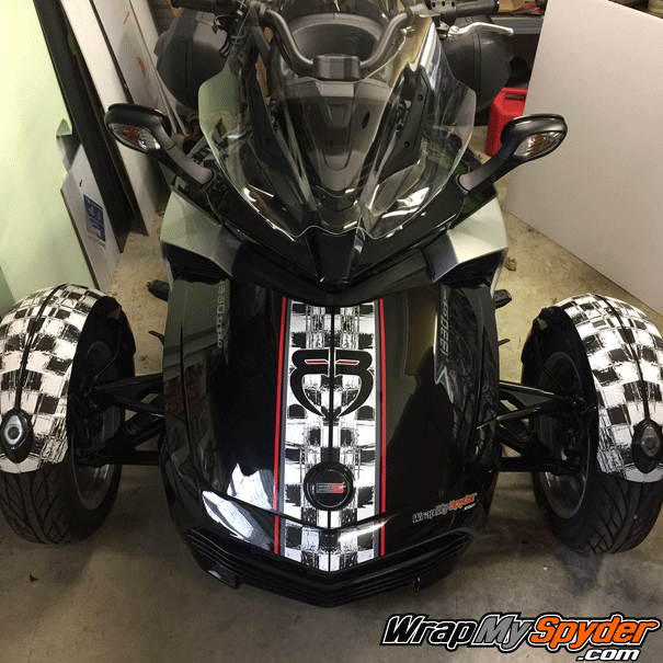 F3 Spyder Distressed-checkers-frunk-fenders racing stripes