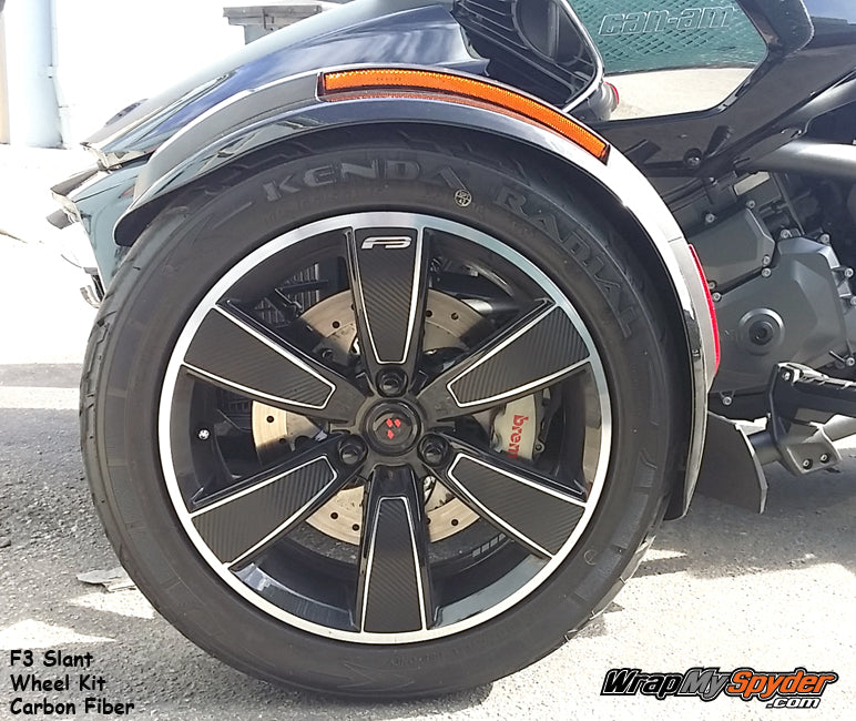 F3 Slant wheel kit in textured carbon fiber