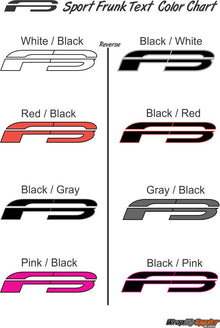 F3 Frunk Text Color Chart