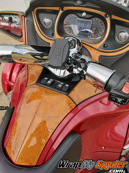 Honey-Burl-3D Domed wood dash-kit-for-2010-17-Spyder-RT-RT-Limited