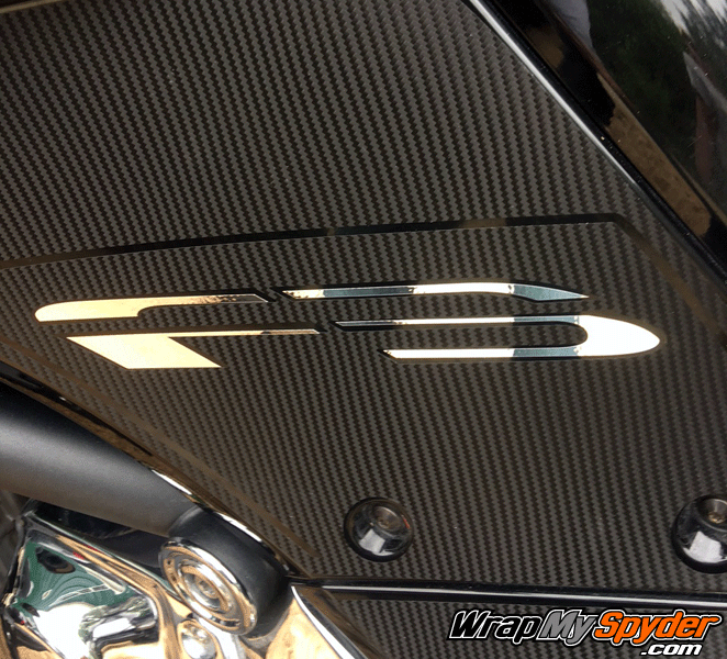 textured carbon fiber Knee-panel-chrome-text