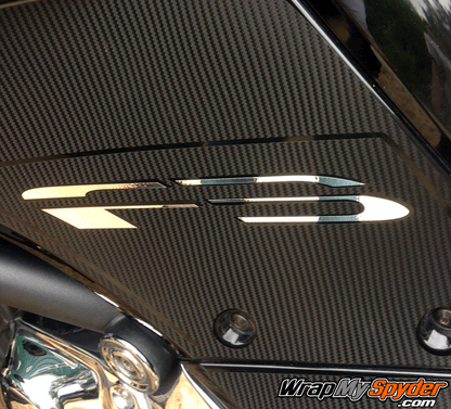 textured carbon fiber Knee-panel-chrome-text