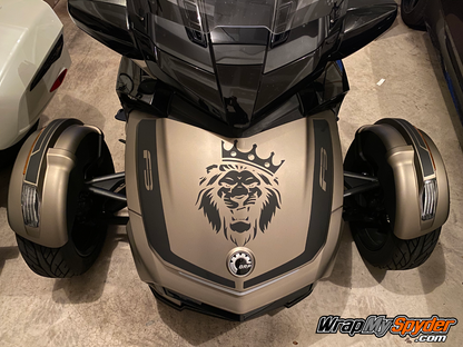 Le-Blanc-Frunk-racing-stripe-for-Can-am-Spyder-F3-with-optional-Lion-image-and-fender-tops