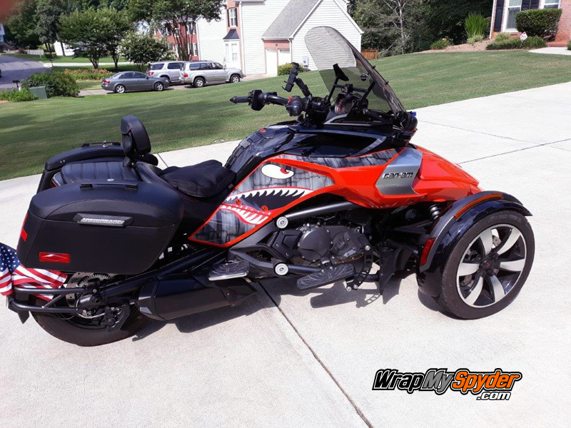 BRP Can-am Spyder F3 Flying Tigers P40 Shark Face decal set along with optional matching Intake Panel
