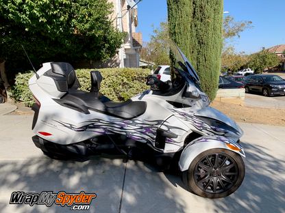 Purple-Tribal-Flames side view with classic fenders
