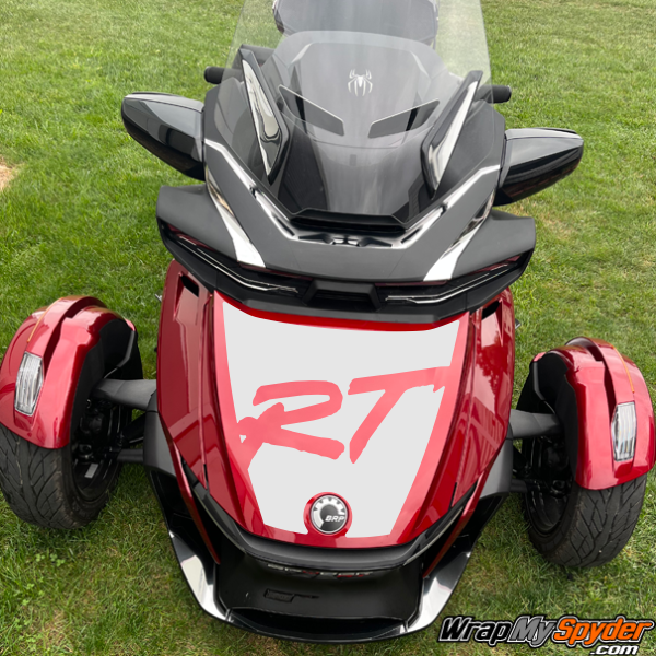 2020-to-current-Can-am-Spyder-RT-Cutout-frunk-racing-stripe. RT cutout allows the color of your frunk to show through.