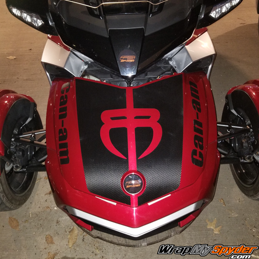 BRP Can-am Spyder F3 Reverse-Fang-Racing-Stripe textured carbon fiber with optional Can-am Frunk text
