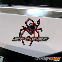 Red Crawler over Spyder Text Decal