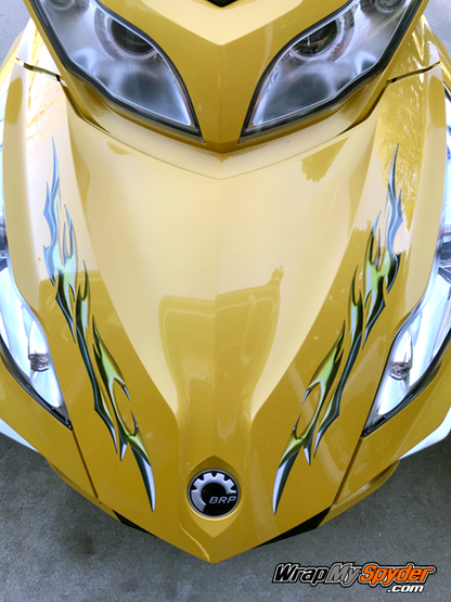 frunk stripes on BRP Can-am Spyder RT graphics kit Si758-Yellow-Reflective