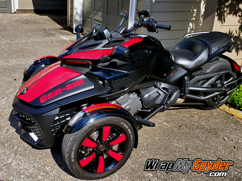 Can-am Spyder-F3-LeMans-Torch-kit-in-Red-with-optional-Can-am-frunk-text-and-mirror-panels