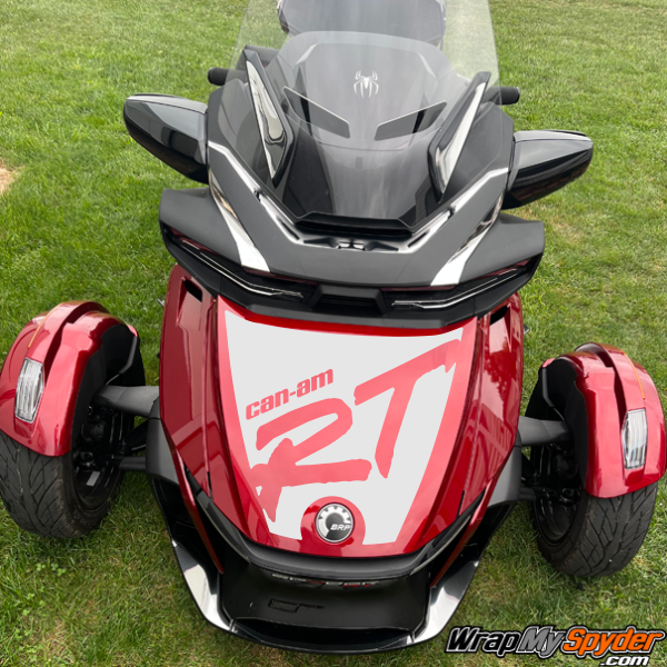 Can-am-Spyder-RT-frunk-racing-stripe-Can-am-w-RT-2020-current-models. Text is cutout to allow the color of your bike to show through