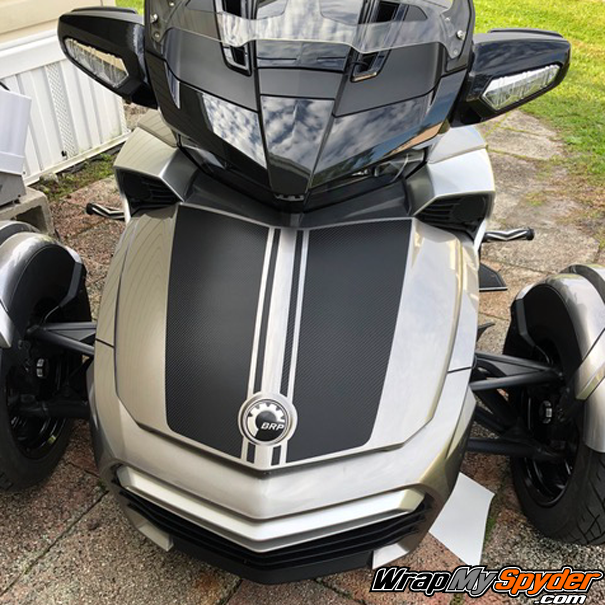 F3 Daytona frunk stripe in textured carbon fiber