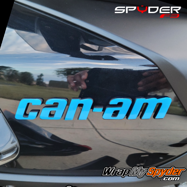 Can-am Spyder f3 vinyl text overlay for side panel emblems