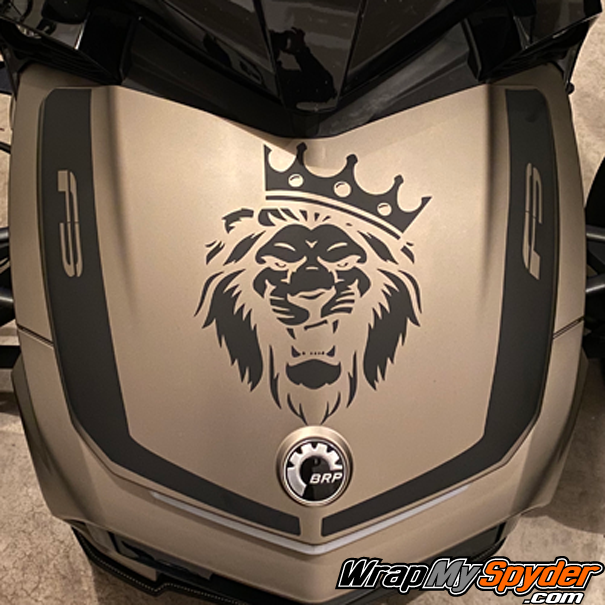 Racing-stripe-for-Can-am-Spyder-F3-Le-Blanc-Frunk--with-optional-Lion-image-and-fender-tops