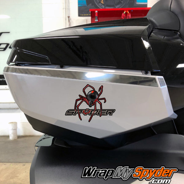 Spider decal Red Spider over text Black widow spider