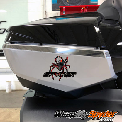 Spider decal Red Spider over text Black widow spider