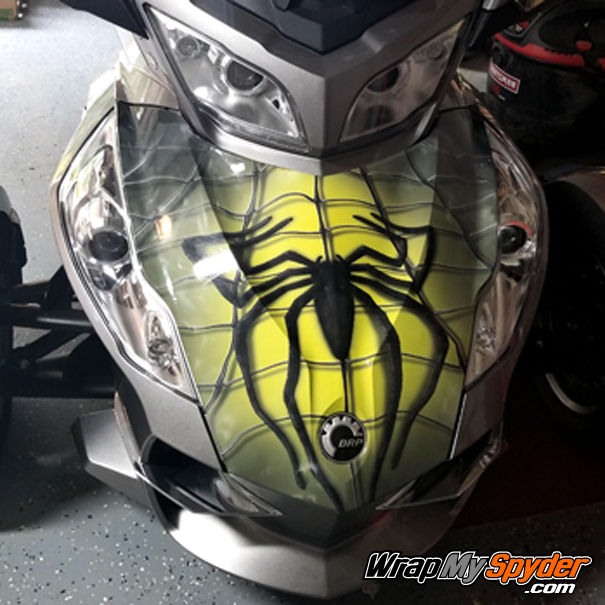 BRP Can-am Spyder full frunk wrap spidy-on-web-Yellow