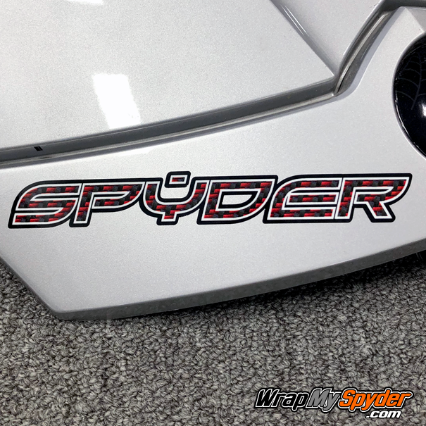 BRP Can-am Spyder Red-Black Carbon Fiber Spyder Text helmet decal