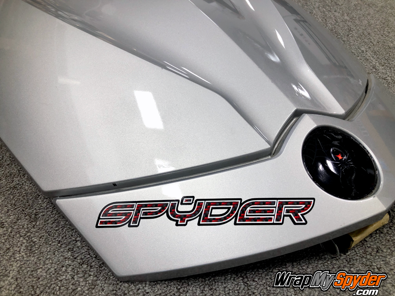 BRP Can-am Spyder Red-Black Carbon Fiber Spyder Text sticker decal