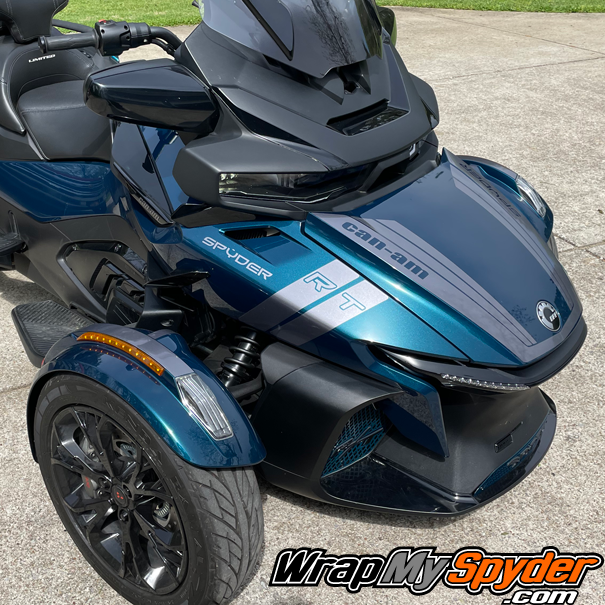 spyder text decal placed with matching RT hash mark and tri wing stripes