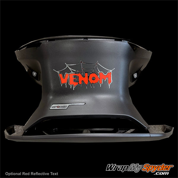 Chrome Venom web with red reflective text for can-am Spyders