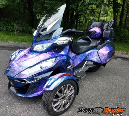 Galaxy theme for Spyder RT- body kit covers up the majority of the machine.