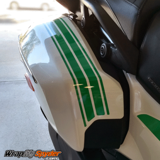 Spyder F3 Limited-saddle-bag-stripes in Kelly Green