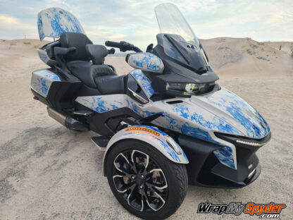2020+ BRP Can-am Spyder RT Limited full body Ghost Flame kit Blue. Top Case not included in standard kit.