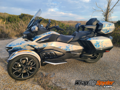 2021-Can-am-Spyder-RT-Limited-Ghost-Flame-kit-pre-cut-kit-Blue-ghost-flames. Top Case not included in standard kit.