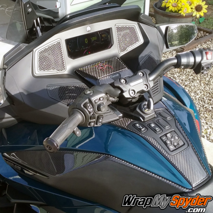 2020+-Can-am-Spyder-RT-3D-Domed-real carbon fiber Glove-box,-w--Red-Spider-Knee-Panels-&-3D Switch-Panel