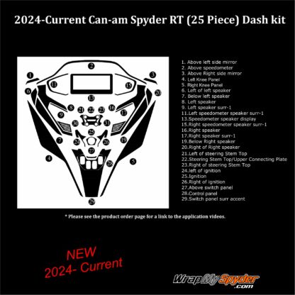 2024- Current RT-RT Limited 3D Domed Real Carbon Fiber Dash Schematic with location descriptions