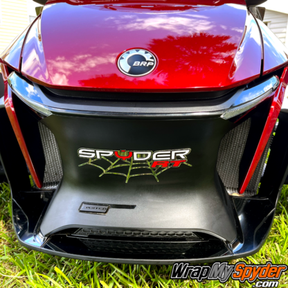 Chrome Spyder-RT over web emblem for can-am Spyder.